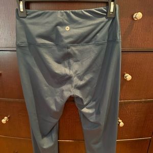 Turquoise Capri Pleather Like Look 90 Degree Yoga Pants